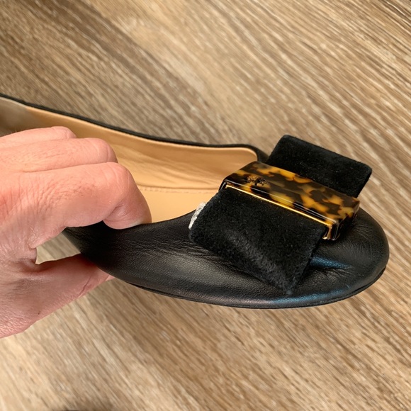 NWOT Tory Burch Black and Tortoise Shell Flats(8) - Picture 4 of 7